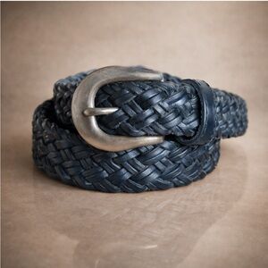 Liz Claiborne Braided Leather Belt – Black | Woven Adjustable Classic Belt